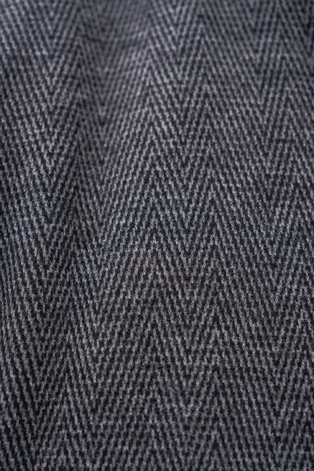 Herringbone Funnel Neck Overcoat in Charcoal - Image 9