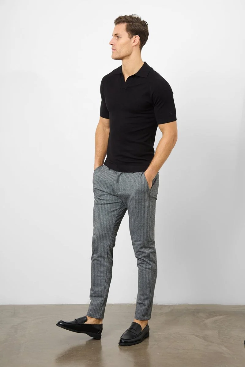 Herringbone Stripe Trousers in Dark Grey - Image 2