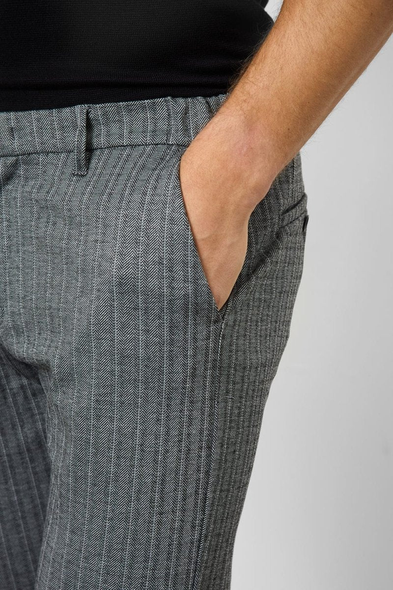 Herringbone Stripe Trousers in Dark Grey - Image 3