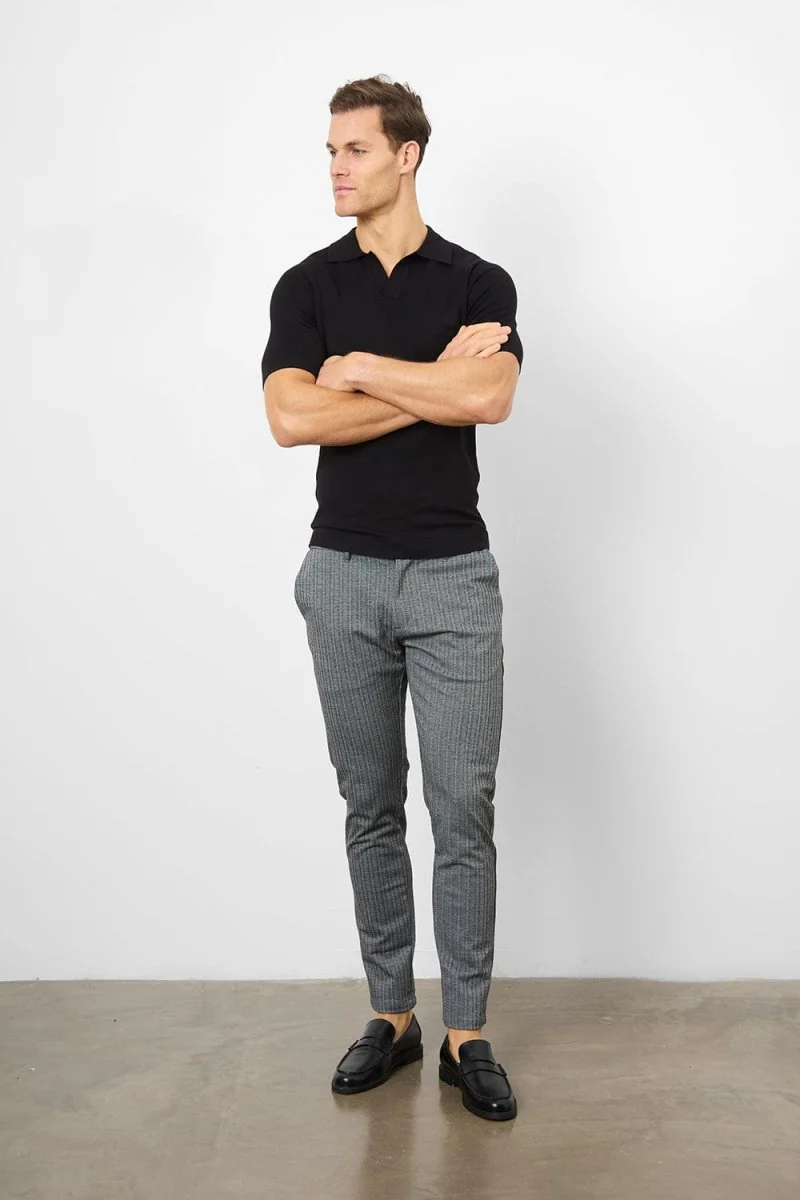 Herringbone Stripe Trousers in Dark Grey - Image 5