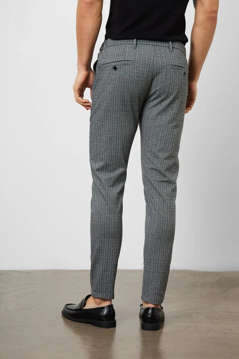 Herringbone Stripe Trousers in Dark Grey - Image 6
