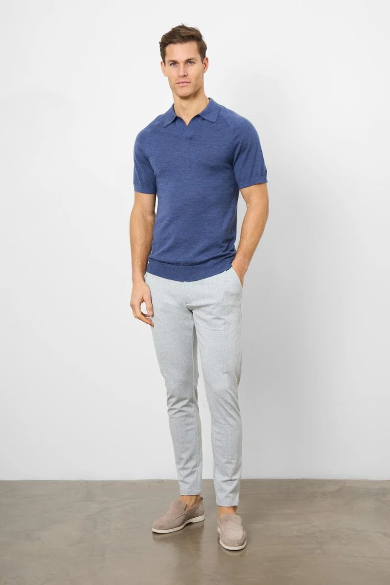Herringbone Stripe Trouser in Pale Grey - Image 5