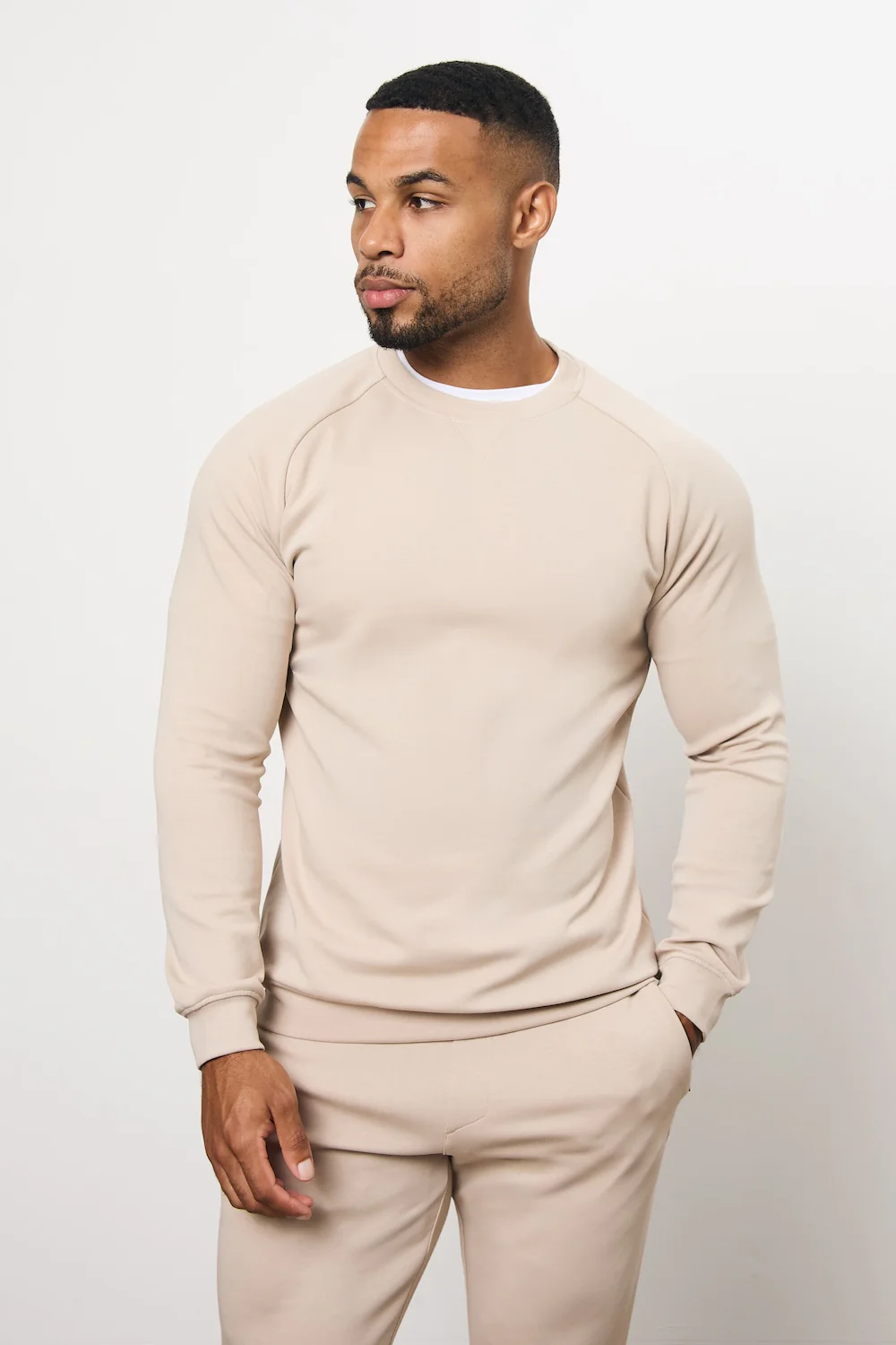Interlock Crew Neck Sweat in Stone - Image 3