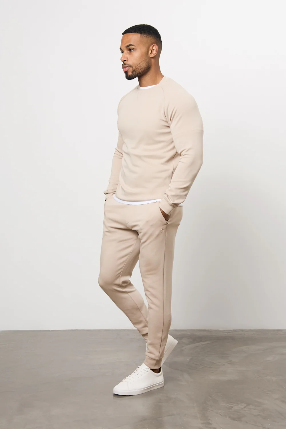Interlock Crew Neck Sweat in Stone - Image 4