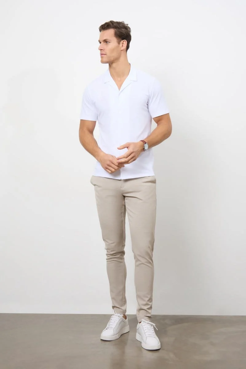 Jersey Cuban Collar Shirt in White - Image 2