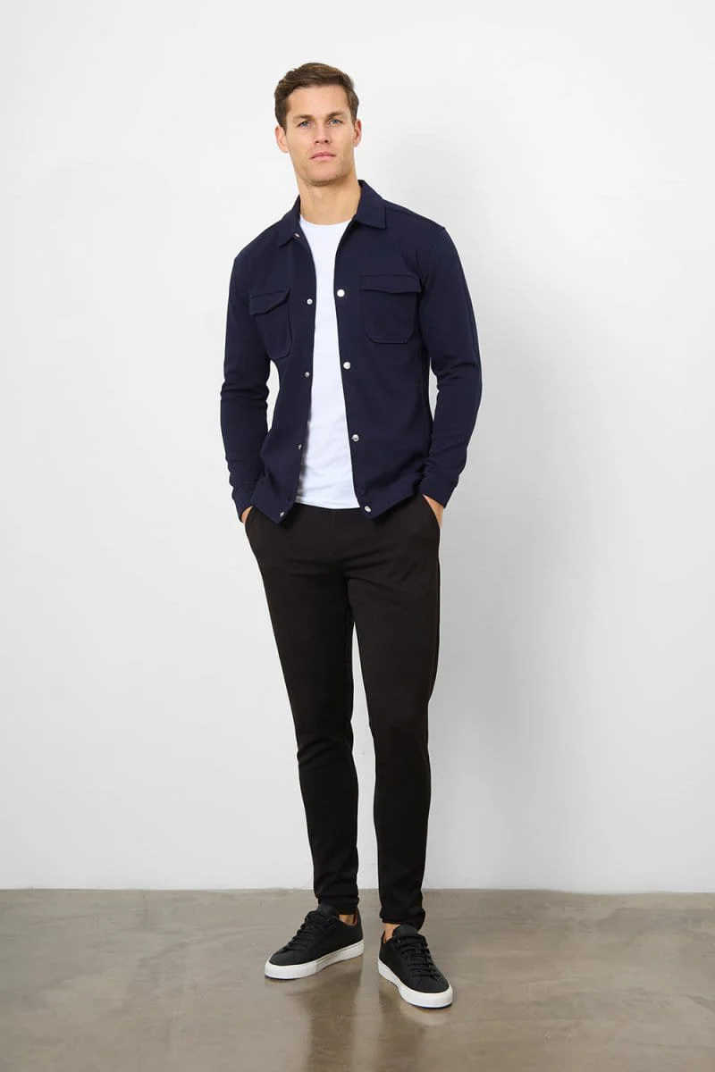 Jersey Shacket in Navy - Image 5