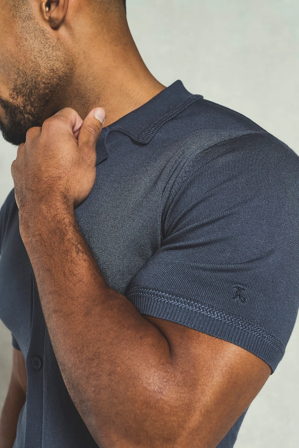 Knitted Shirt in Slate Blue - Image 2