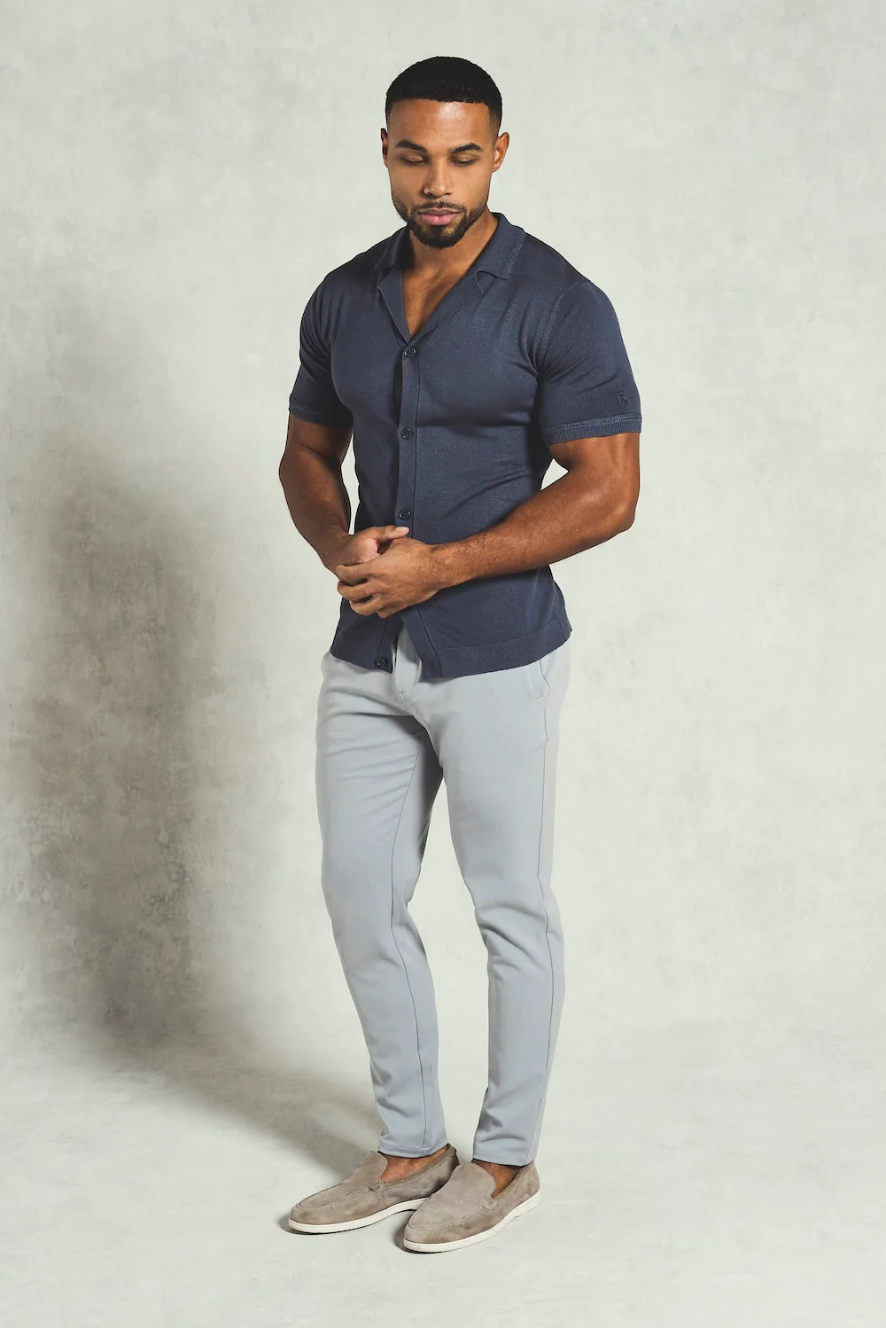 Knitted Shirt in Slate Blue - Image 3
