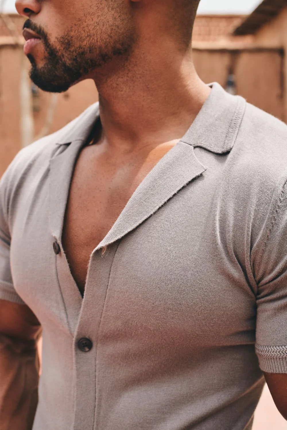 Knitted Shirt in Smoky Khaki - Image 7