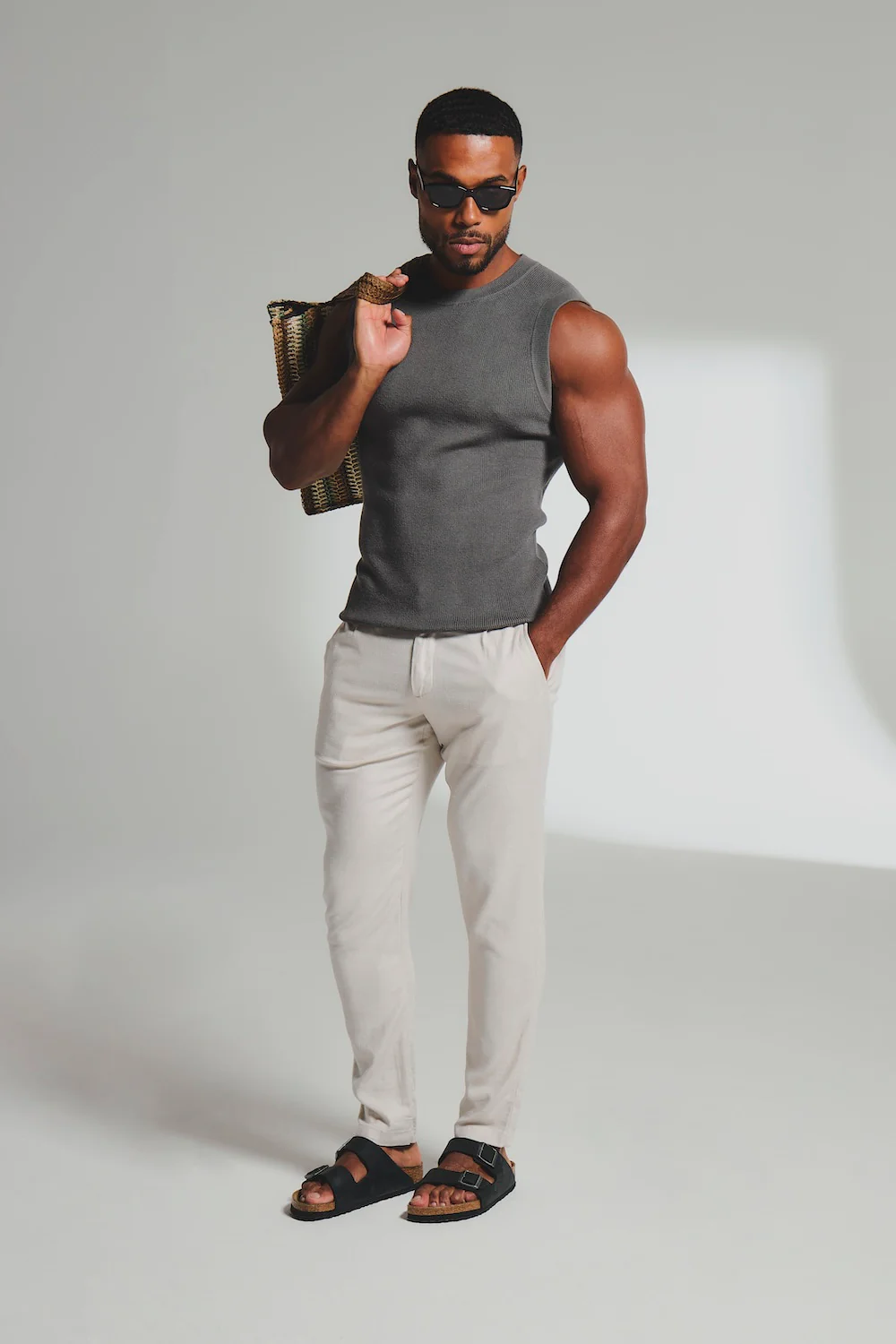 Knitted Vest in Olive - Image 3