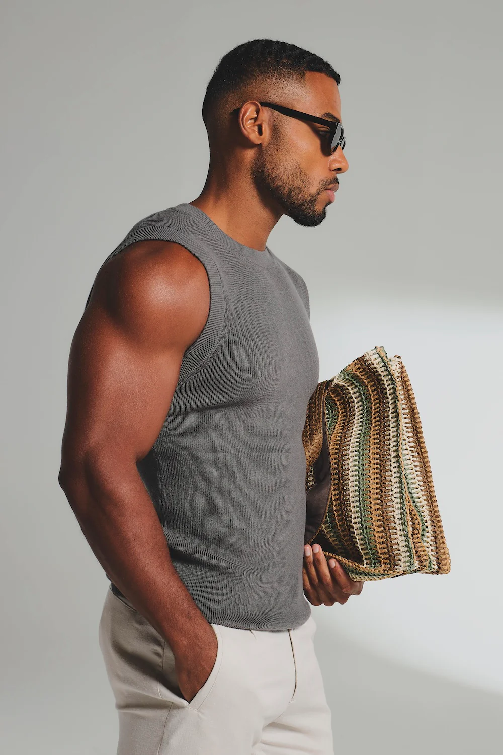 Knitted Vest in Olive - Image 4