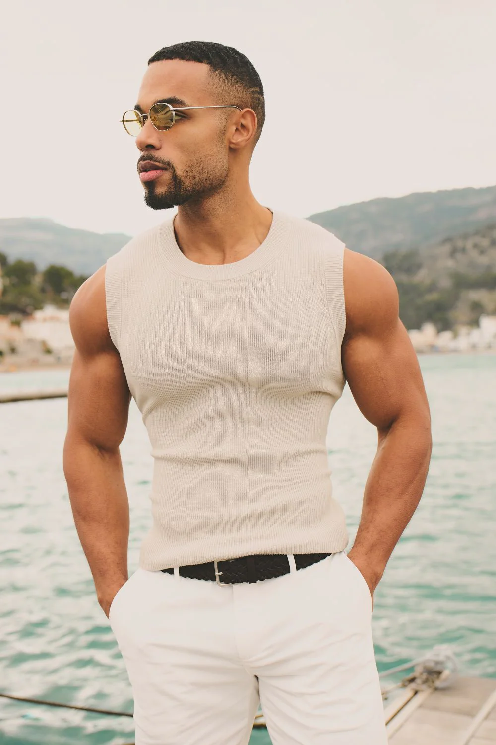 Knitted Vest in Stone