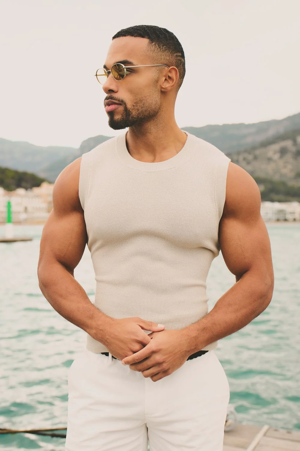 Knitted Vest in Stone - Image 4