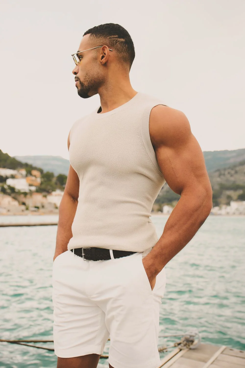 Knitted Vest in Stone - Image 5