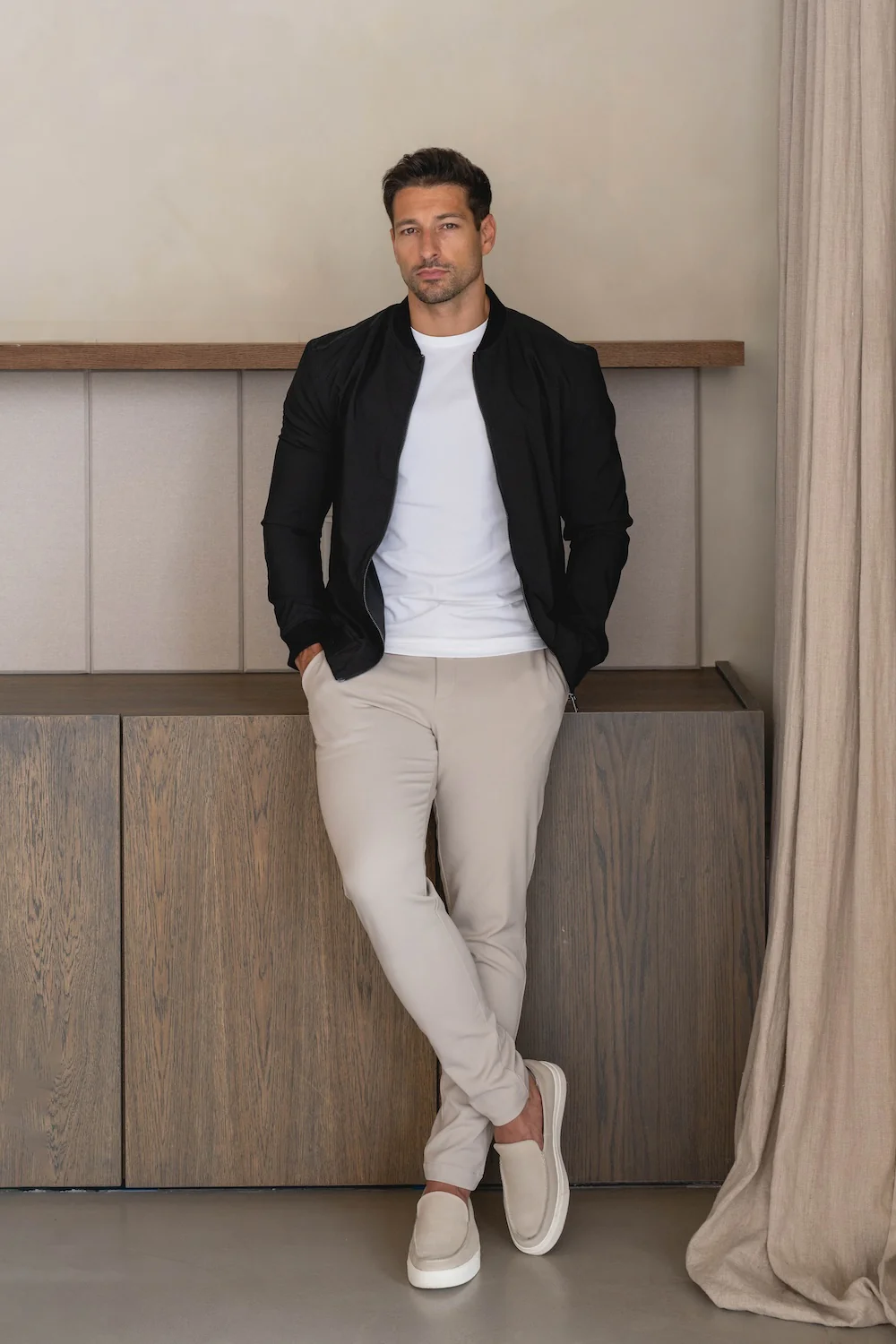 Light Weight Bomber Jacket in Black - Image 2