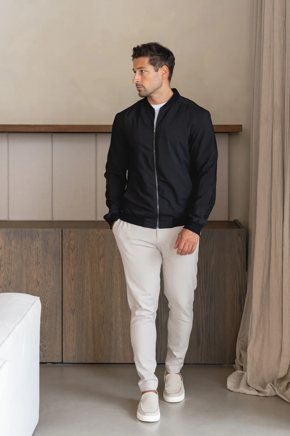 Light Weight Bomber Jacket in Black - Image 5