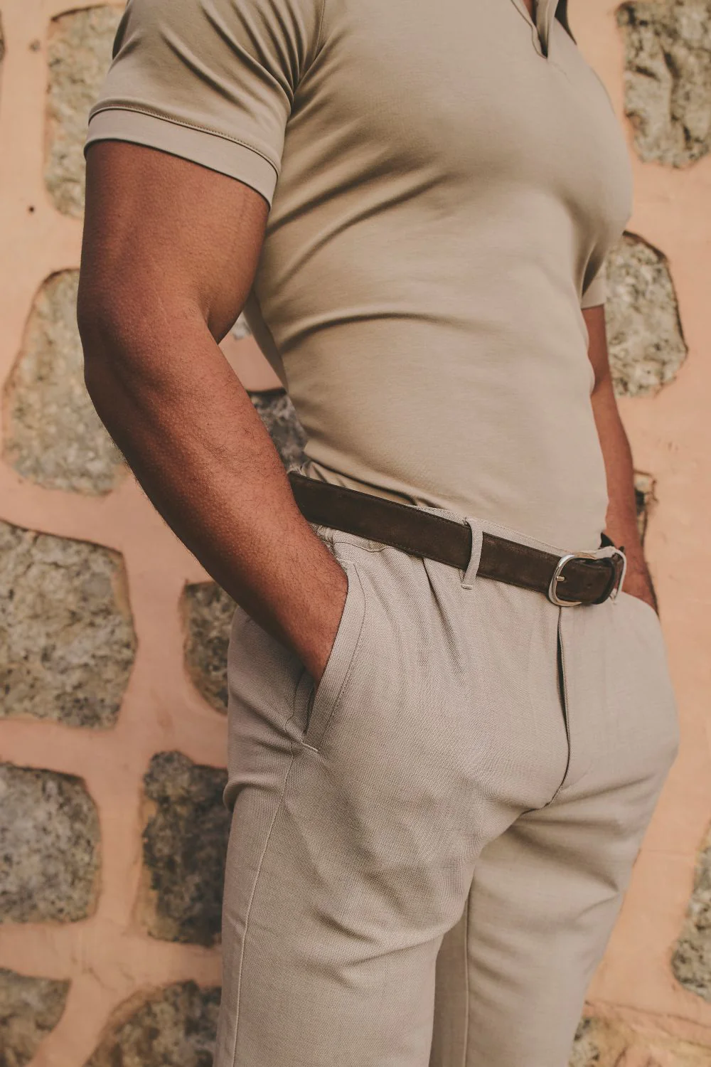 Lightweight Semi-plain Trousers in Taupe - Image 3