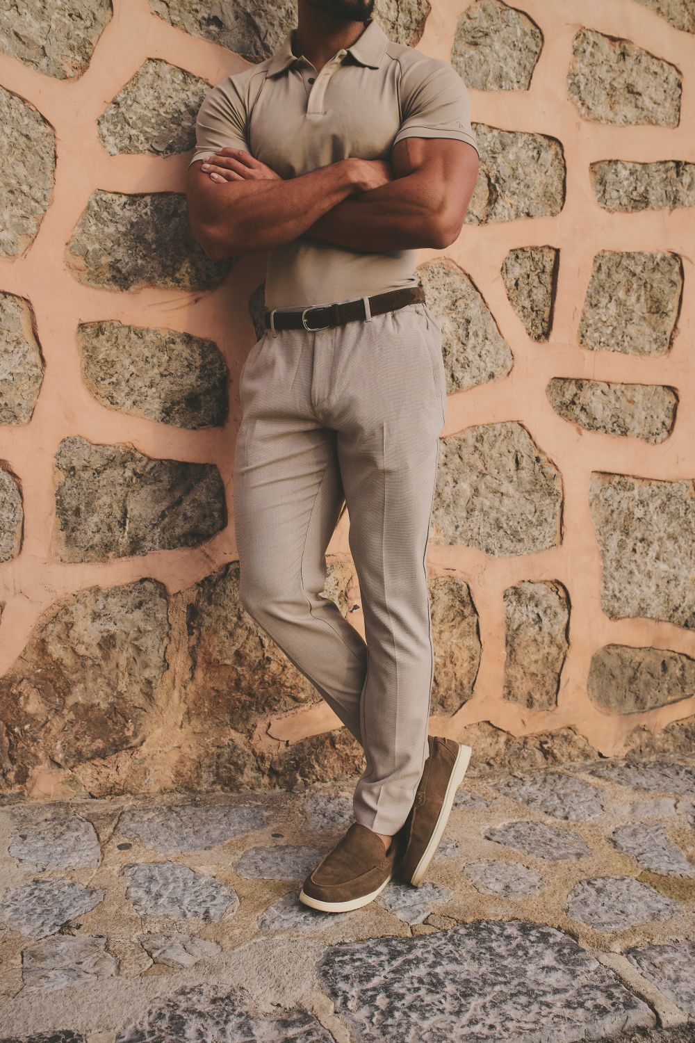 Lightweight Semi-plain Trousers in Taupe - Image 4