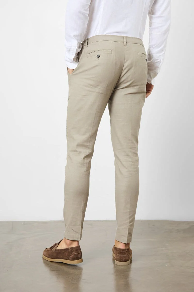 Stretch Linen Blend Suit Trousers in Dark Stone - Image 6