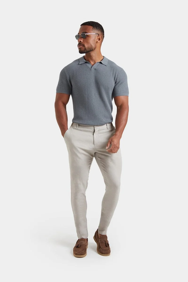 Stretch Linen-blend Trousers in Stone - Image 2