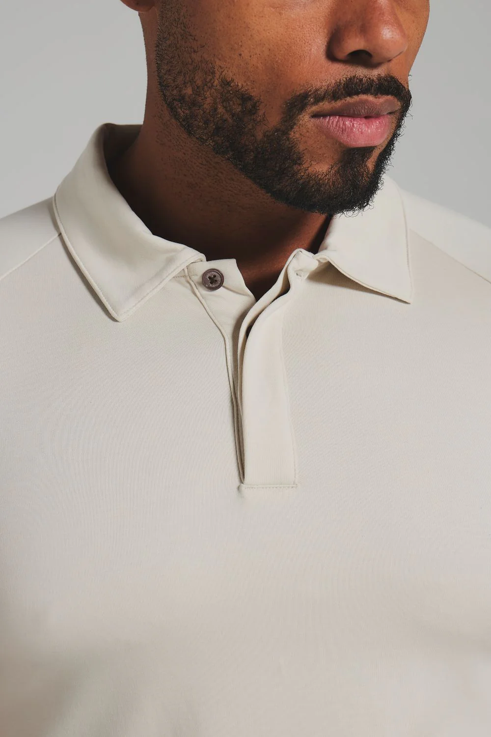 Luxe Smart Polo Shirt in Chalk - Image 2