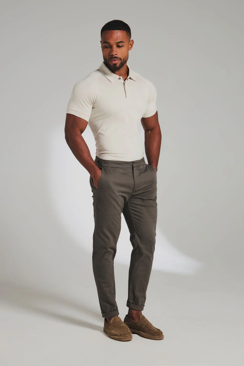 Luxe Smart Polo Shirt in Chalk - Image 4