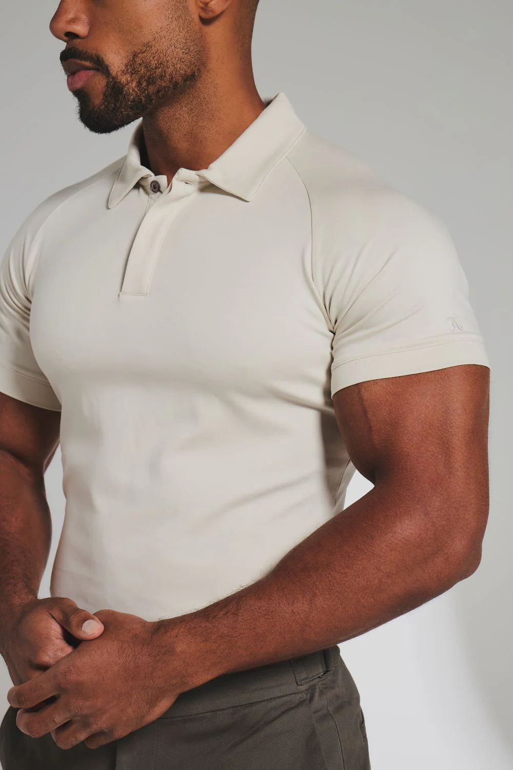 Luxe Smart Polo Shirt in Chalk - Image 5