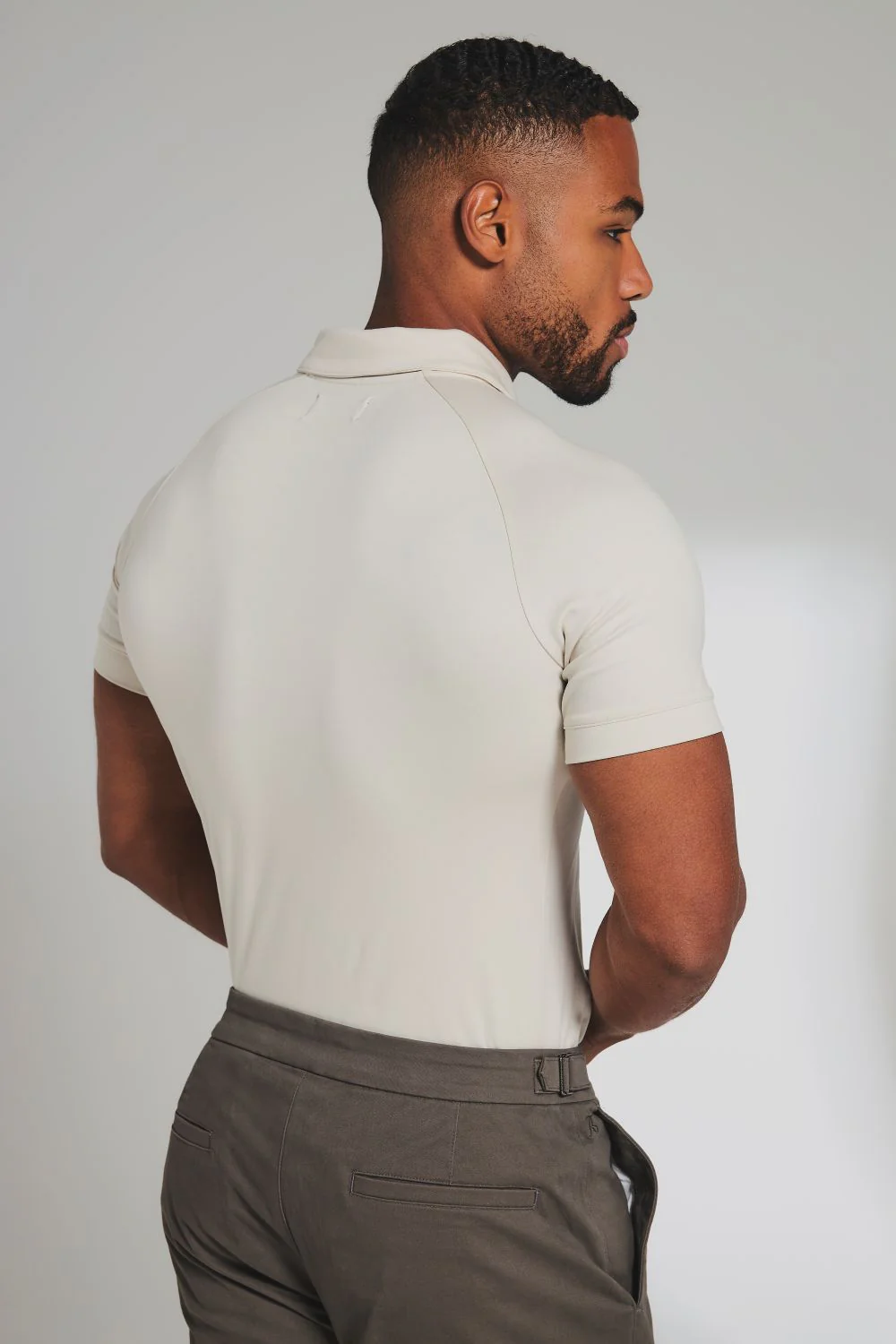 Luxe Smart Polo Shirt in Chalk - Image 6
