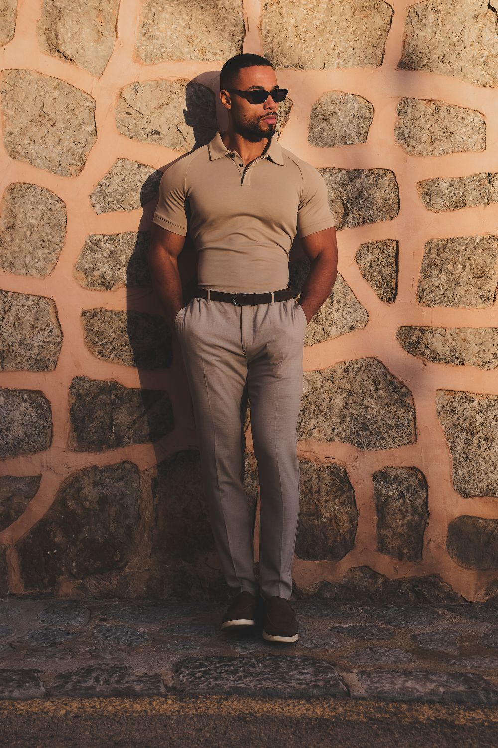 Luxe Smart Polo Shirt in Stone - Image 6