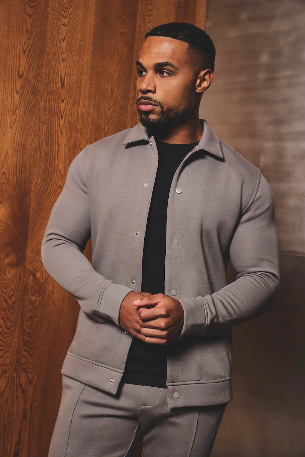Luxe Sweat Shacket in Mushroom - Image 2