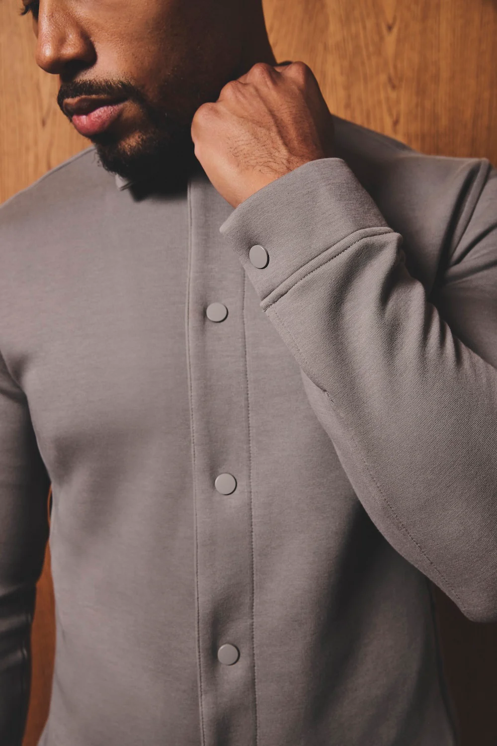 Luxe Sweat Shacket in Mushroom - Image 8