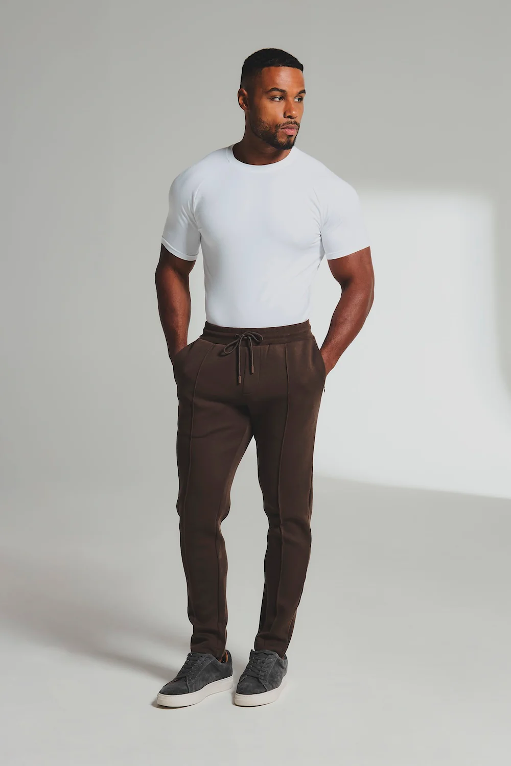 Luxe Sweat Smart Joggers in Chocolate - Image 3