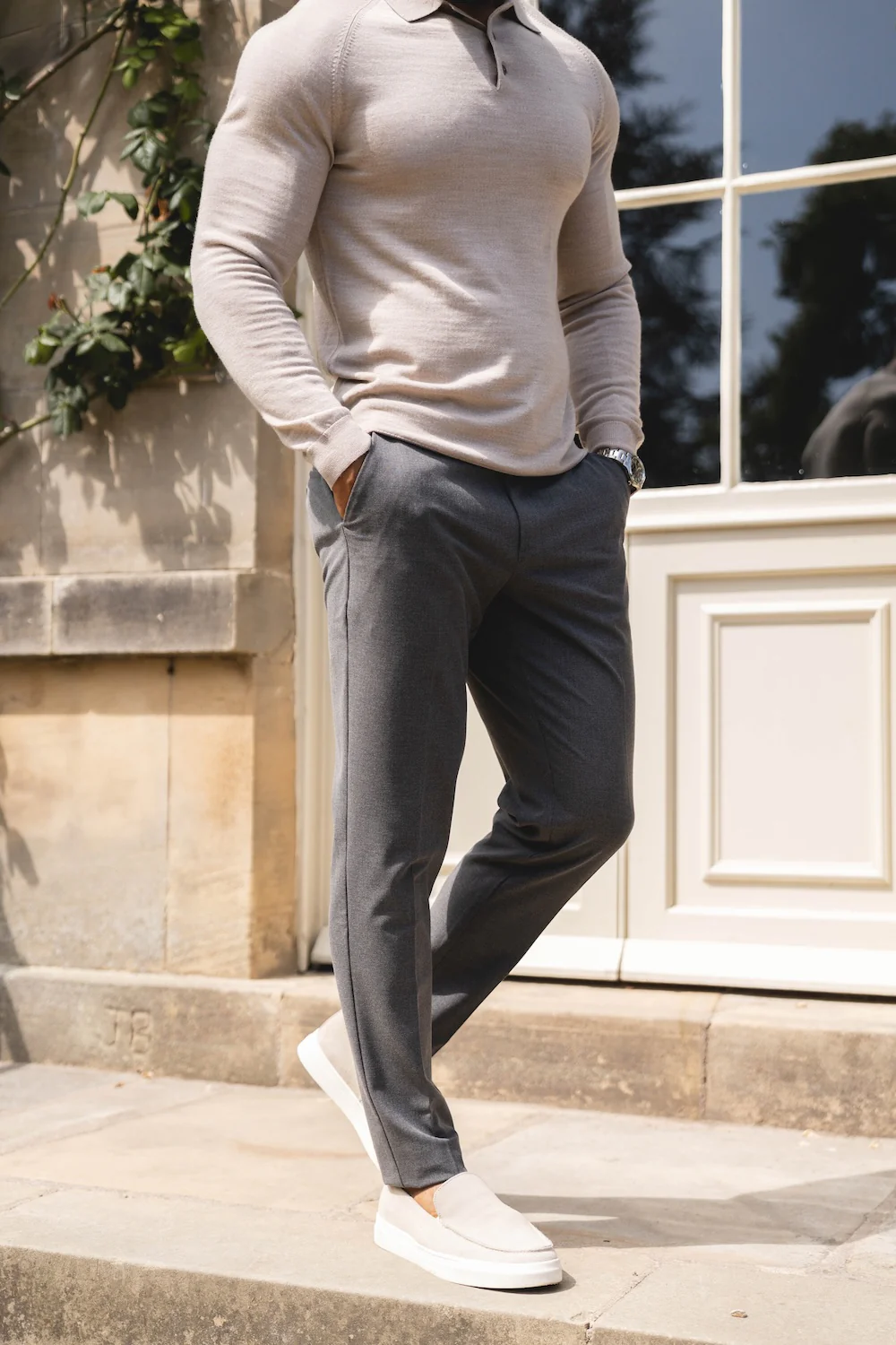 Melange Trousers in Dark Charcoal - Image 3