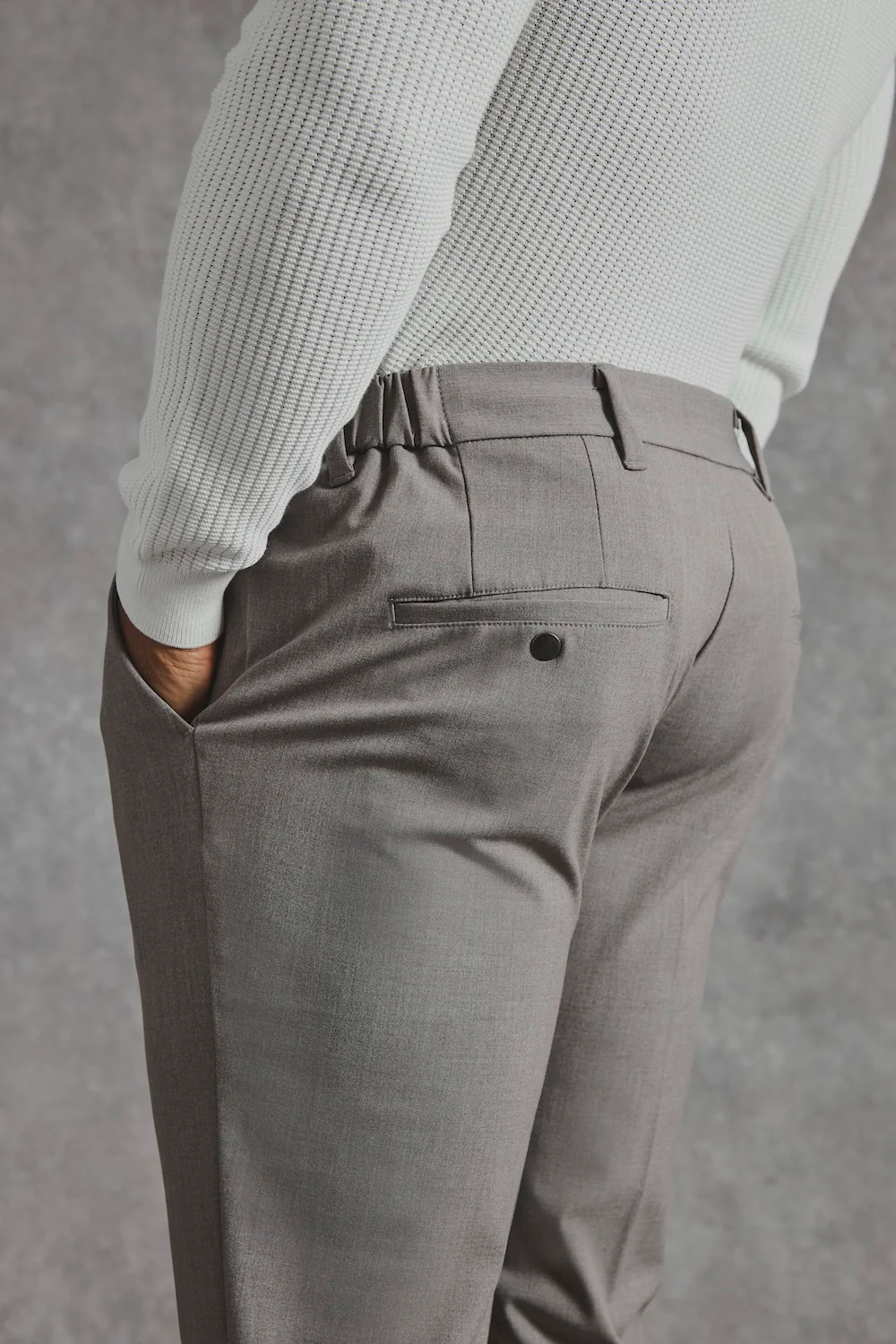 Melange Trousers in Mushroom - Image 2