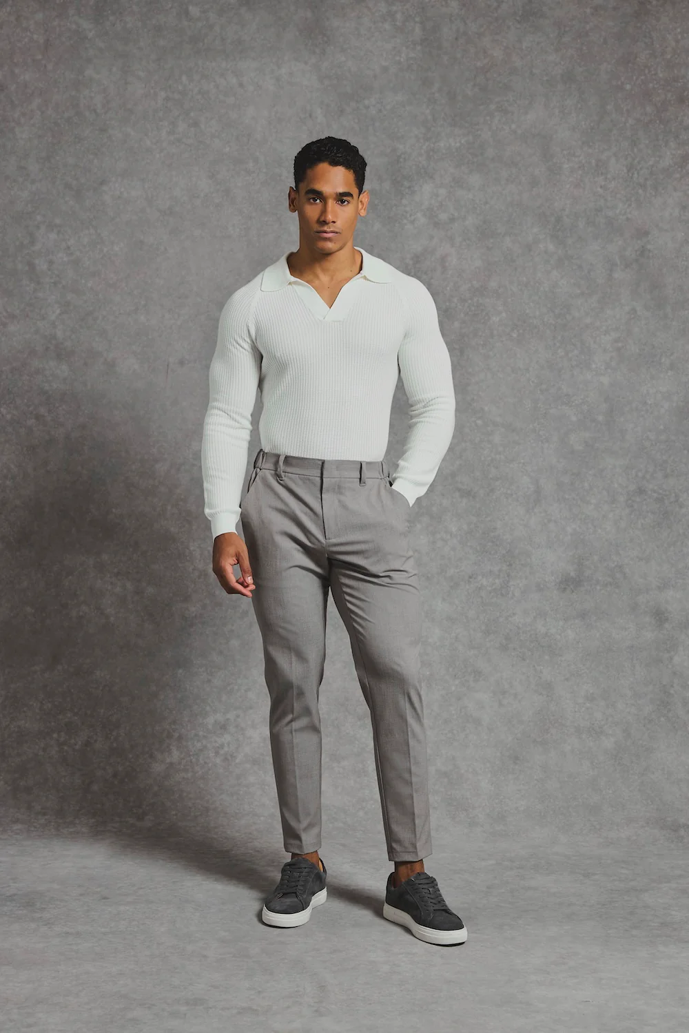 Melange Trousers in Mushroom - Image 3