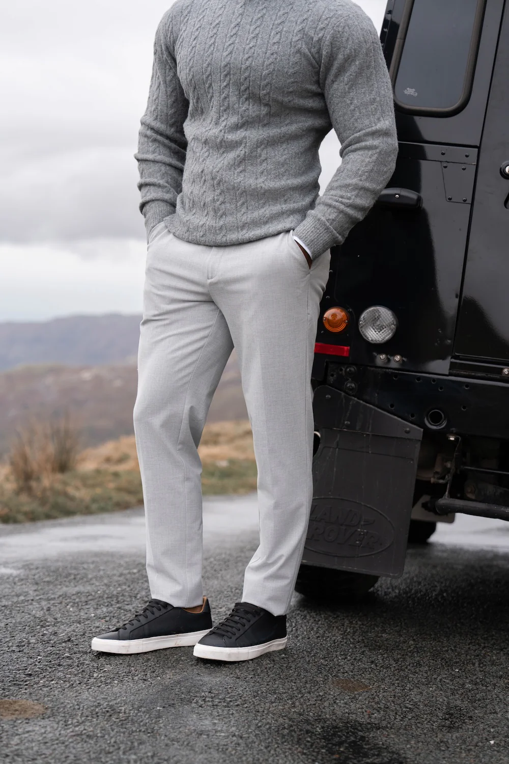 Melange Trousers in Pale Grey - Image 4