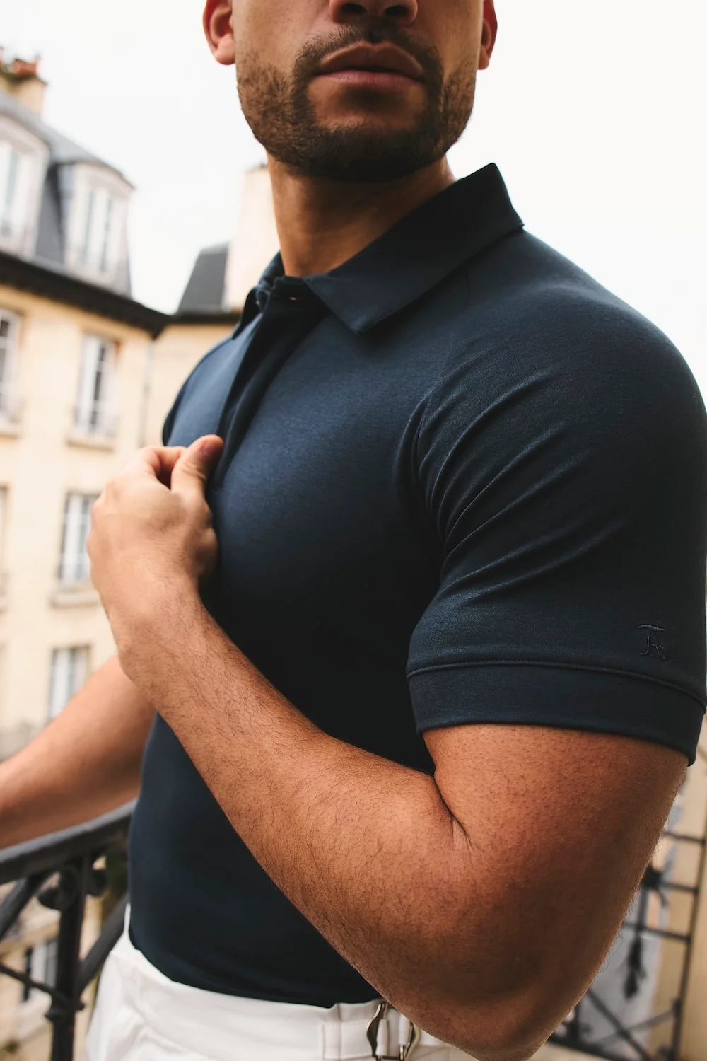Luxe Smart Polo Shirt in Ink Blue - Image 2