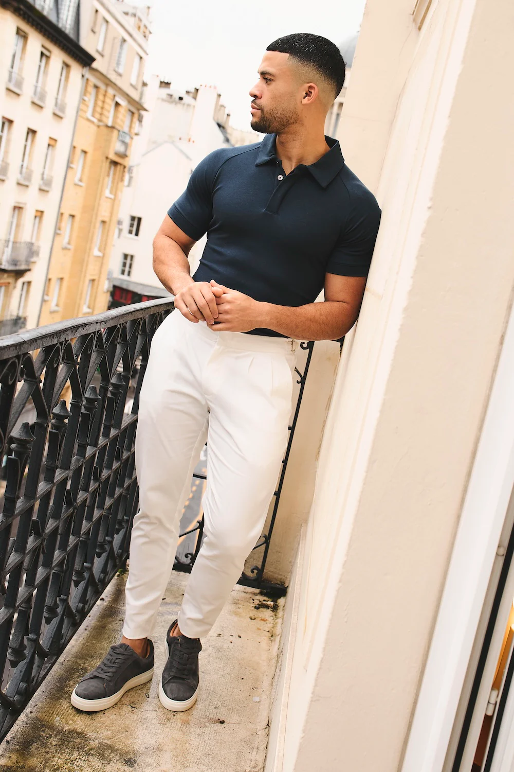 Luxe Smart Polo Shirt in Ink Blue - Image 4