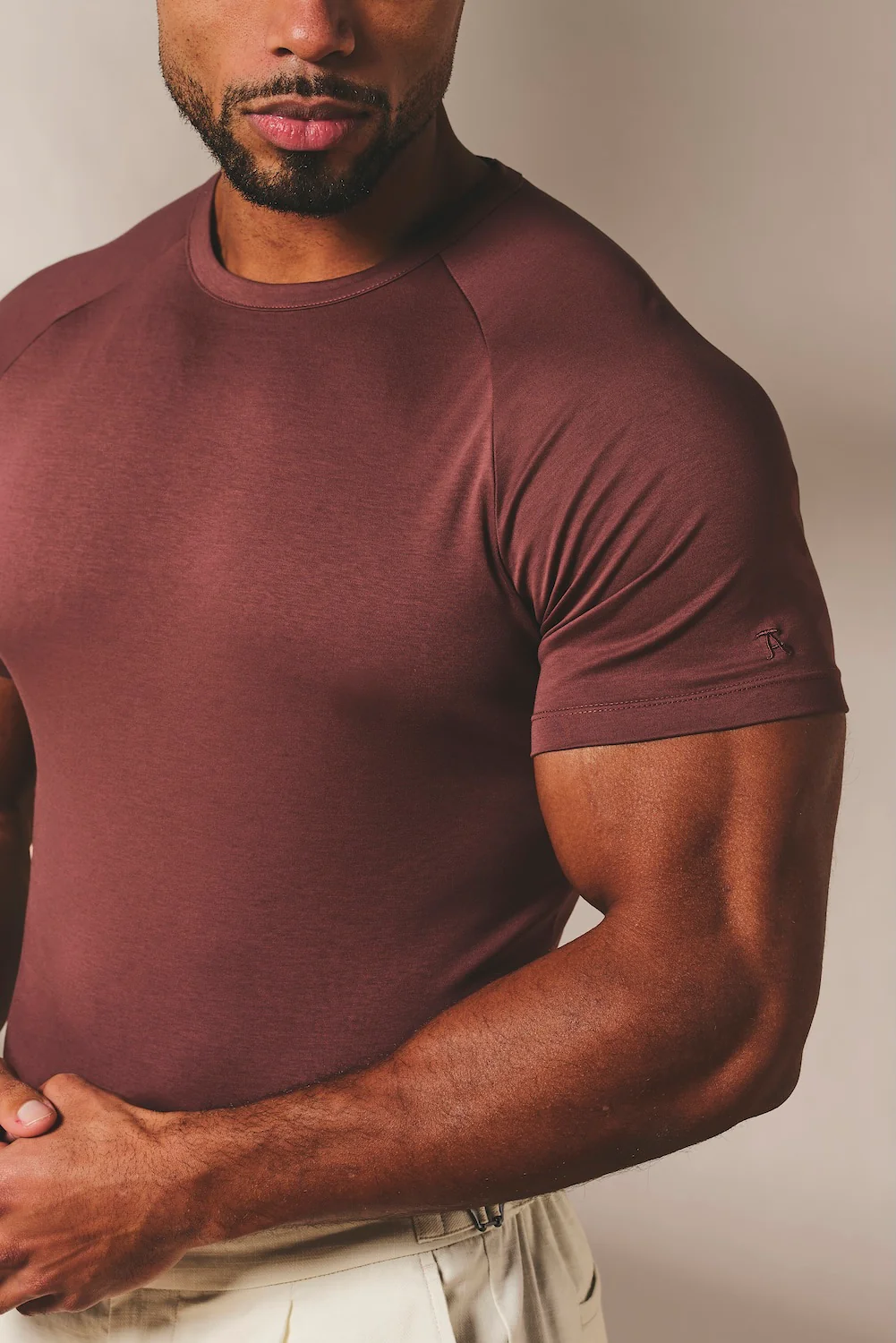 Mercerised Cotton T-Shirt in Burnt Terracotta - Image 2