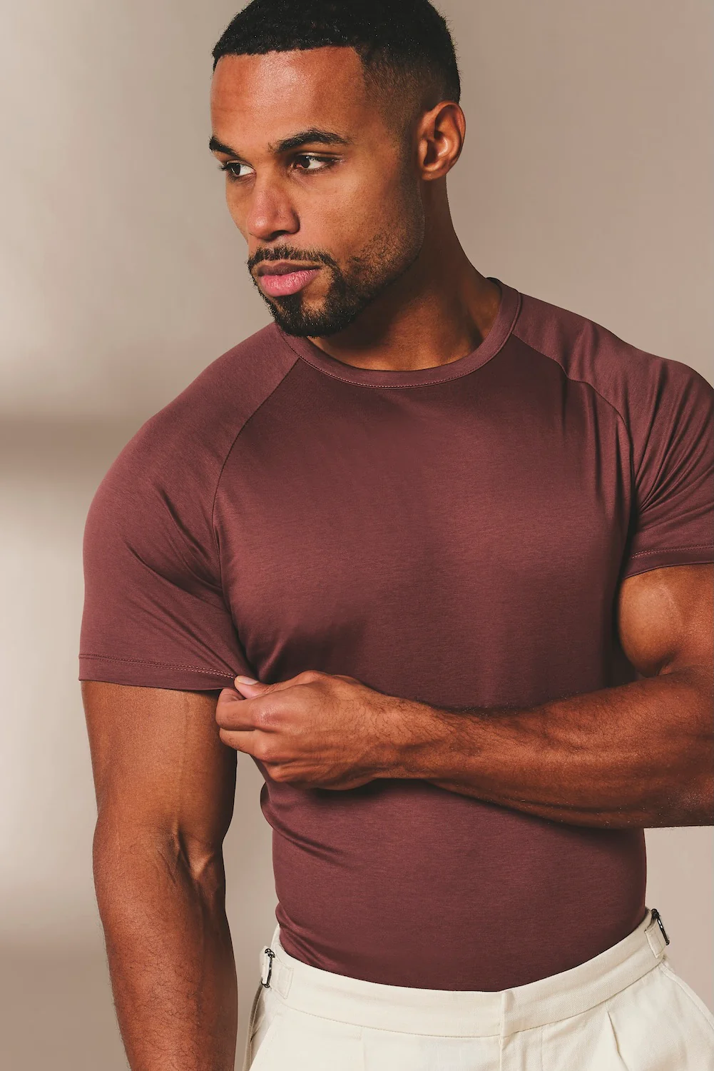 Mercerised Cotton T-Shirt in Burnt Terracotta - Image 5