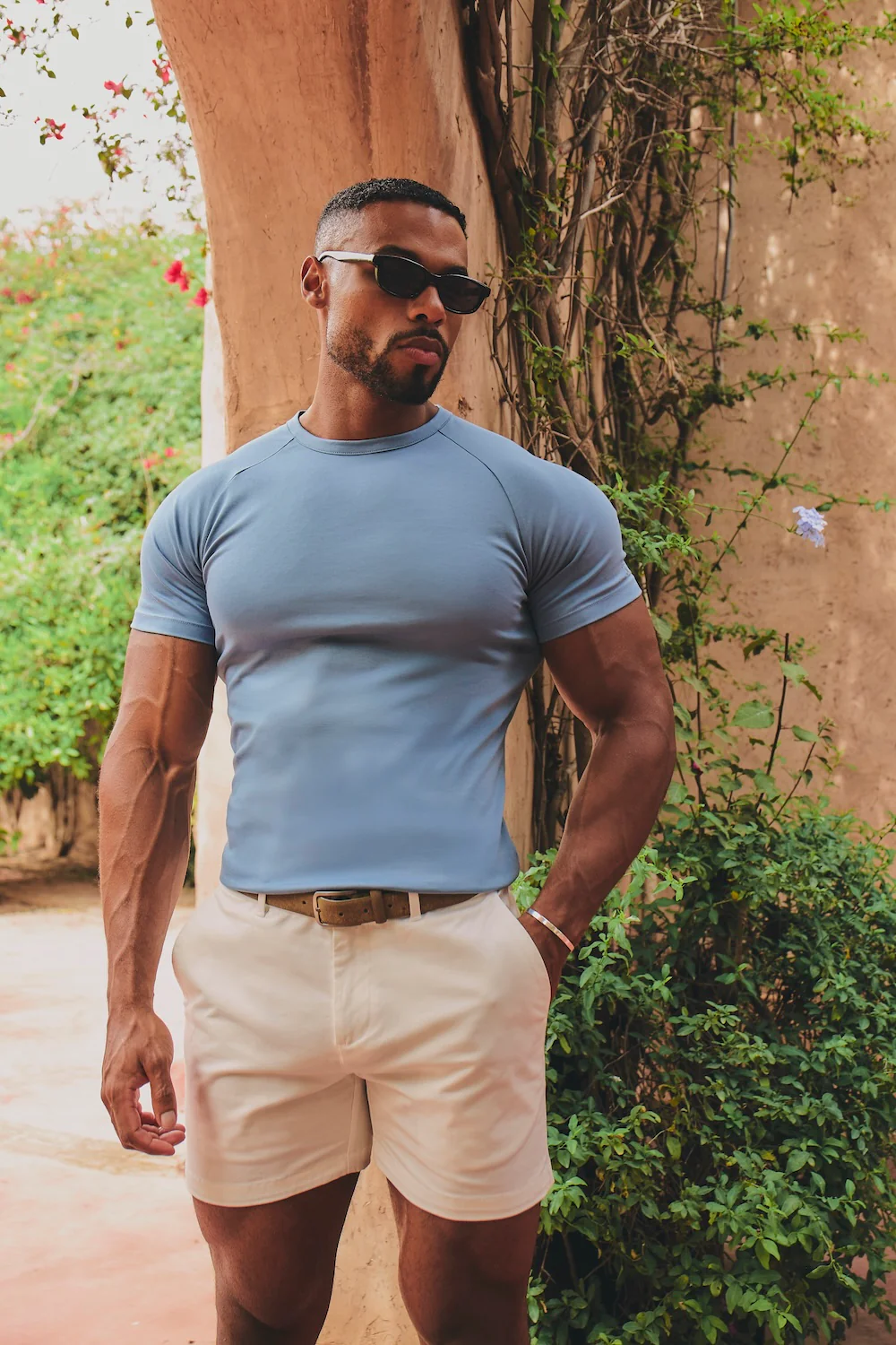 Mercerised Cotton T-Shirt in Steel Blue - Image 2