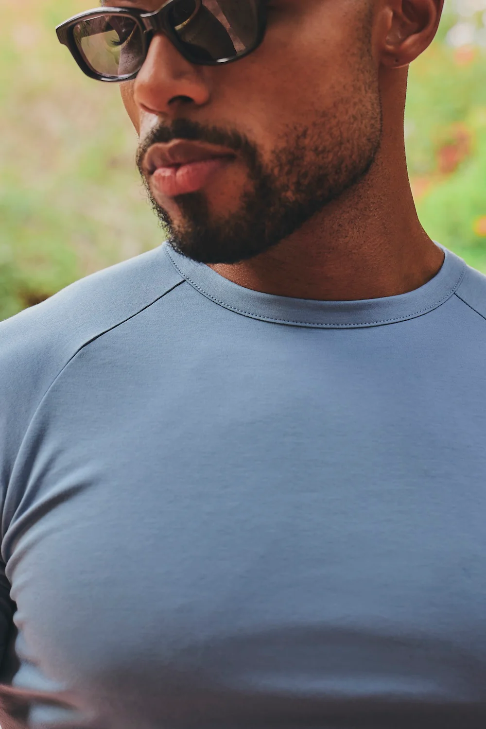 Mercerised Cotton T-Shirt in Steel Blue - Image 4