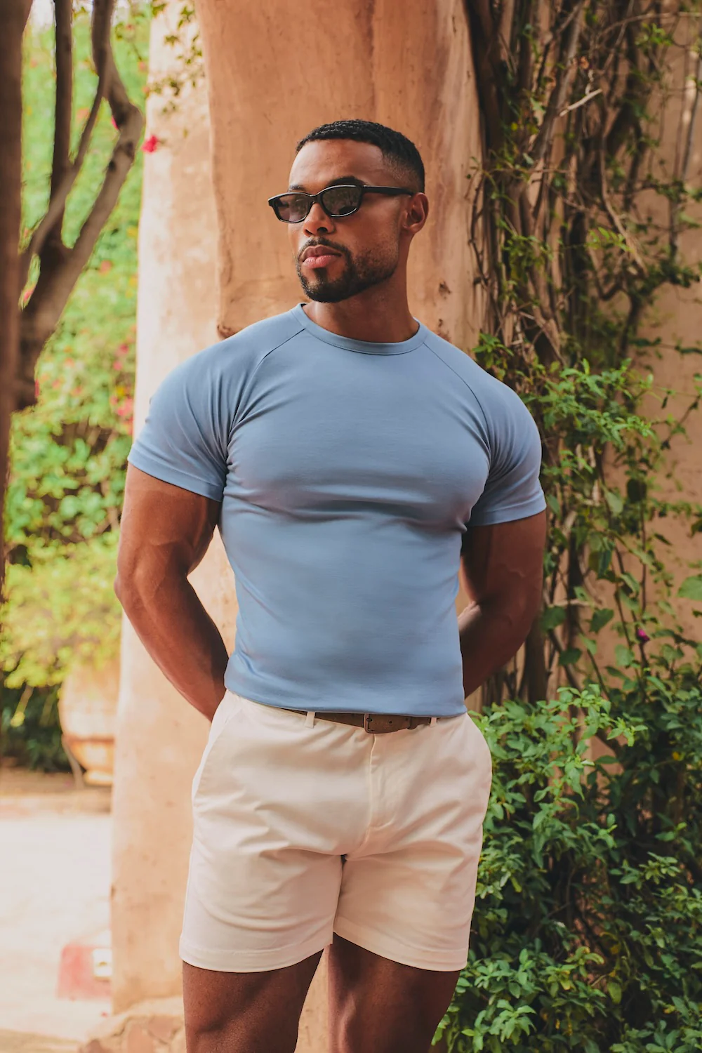 Mercerised Cotton T-Shirt in Steel Blue - Image 6
