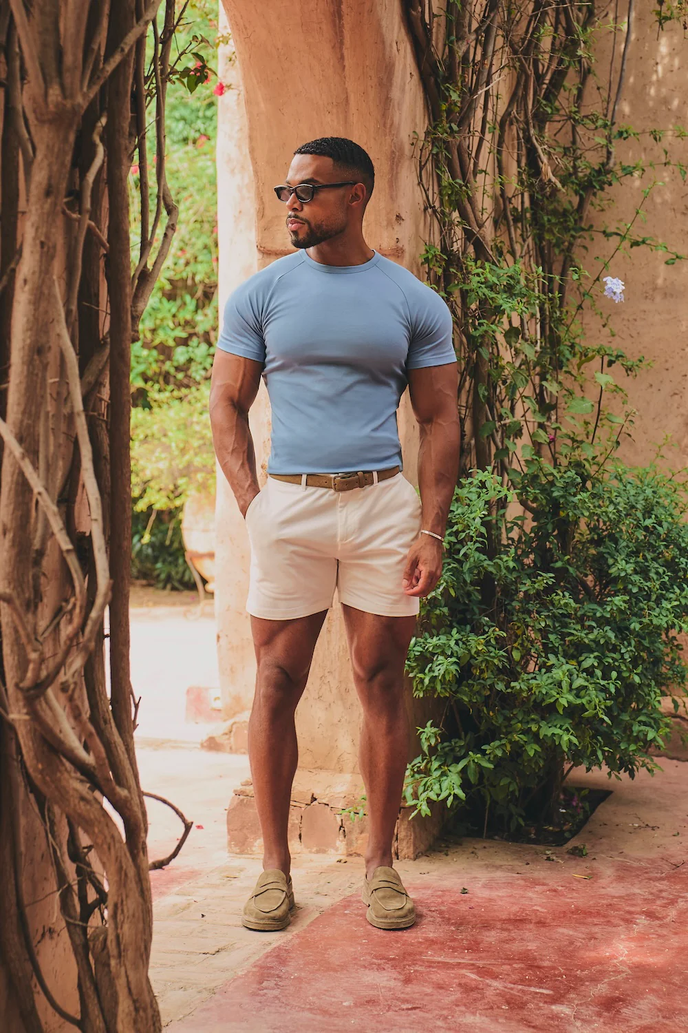 Mercerised Cotton T-Shirt in Steel Blue - Image 7