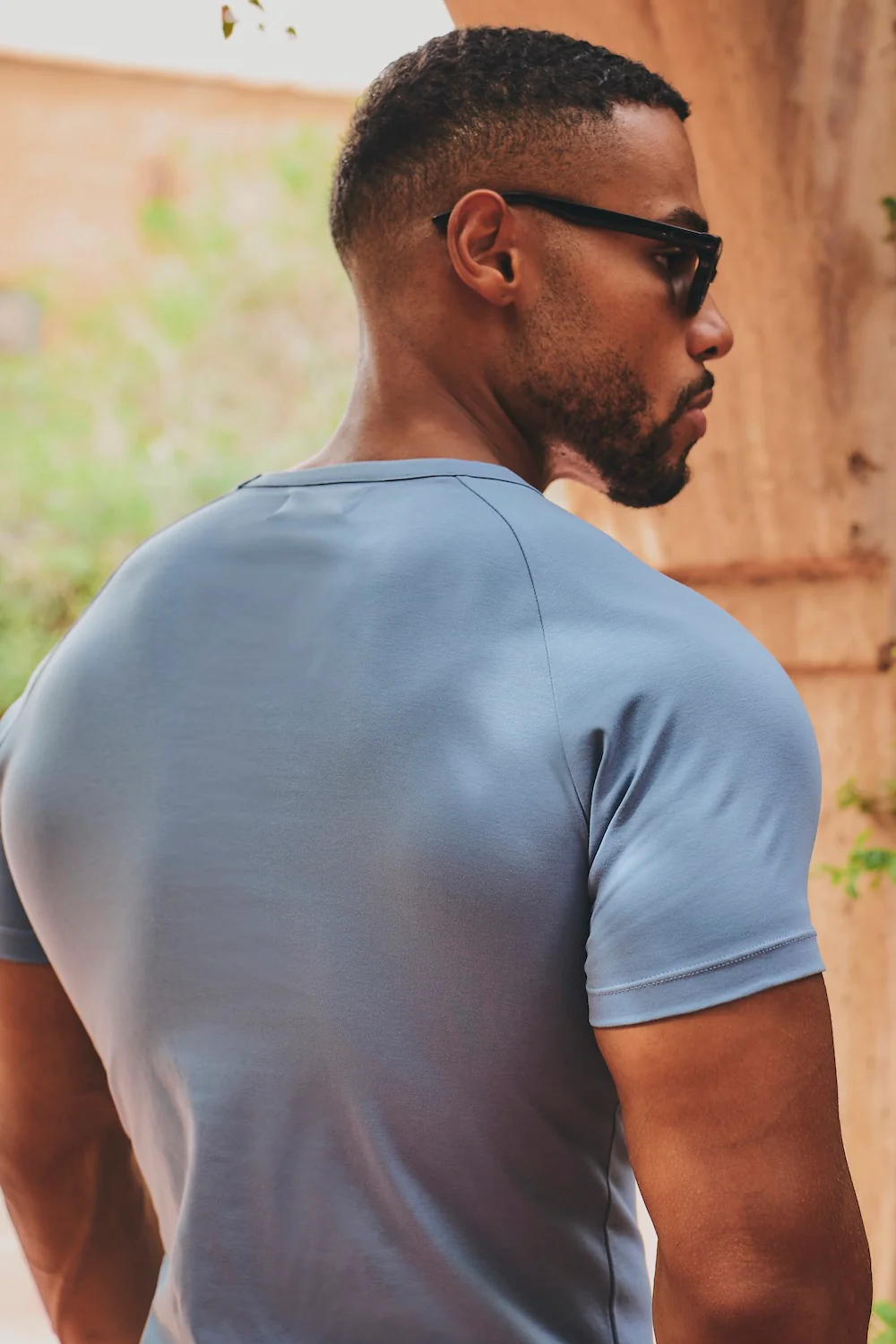 Mercerised Cotton T-Shirt in Steel Blue - Image 8