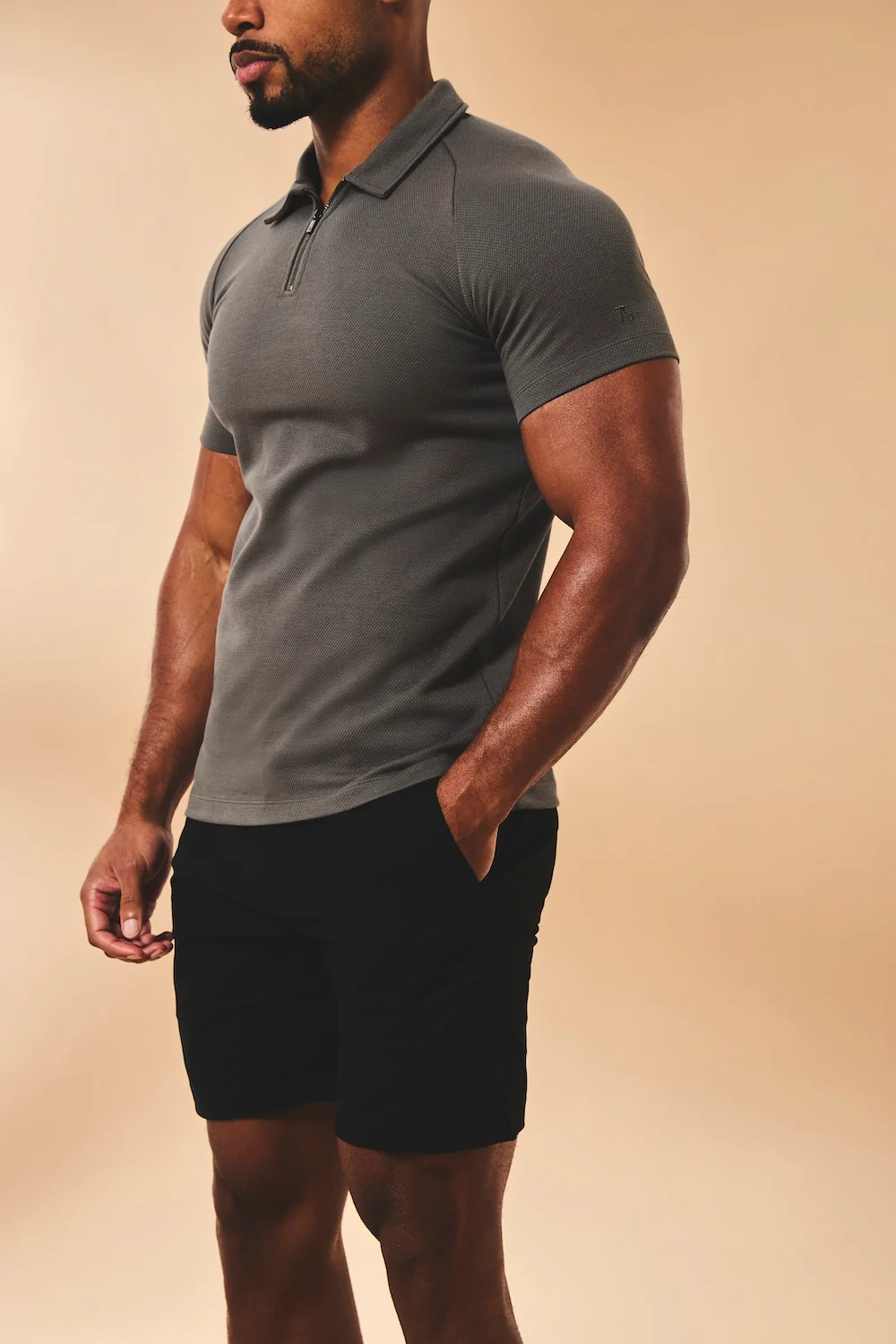 Muscle Fit Stretch Chino Shorts in Black - Image 6