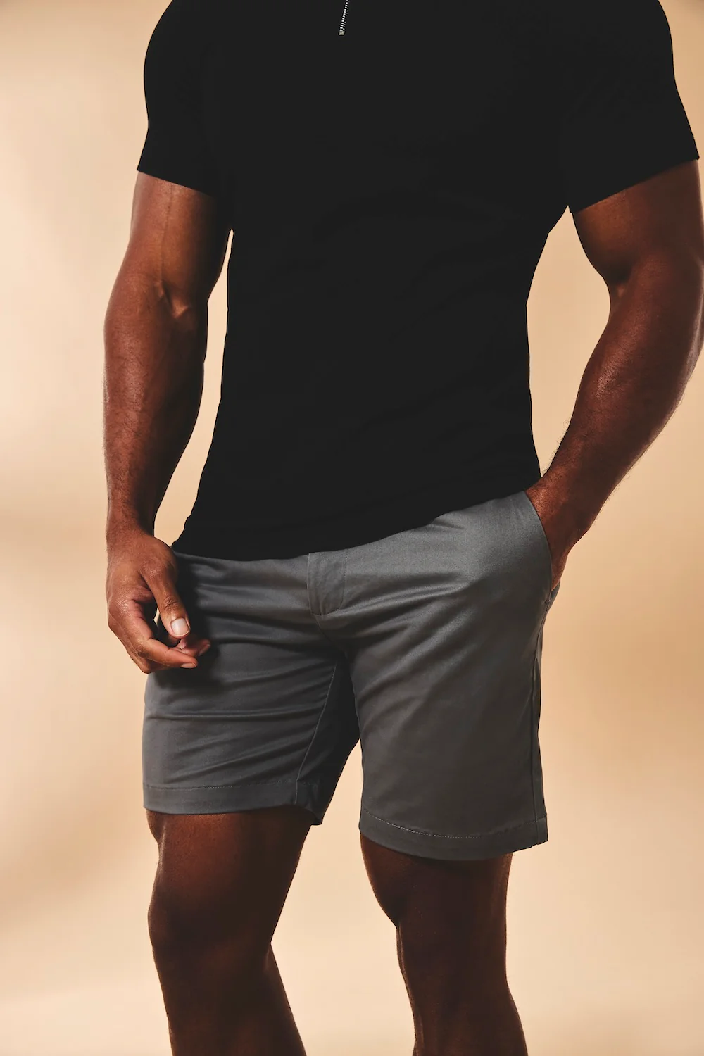 Muscle Fit Stretch Chino Shorts in Dark Pewter - Image 4
