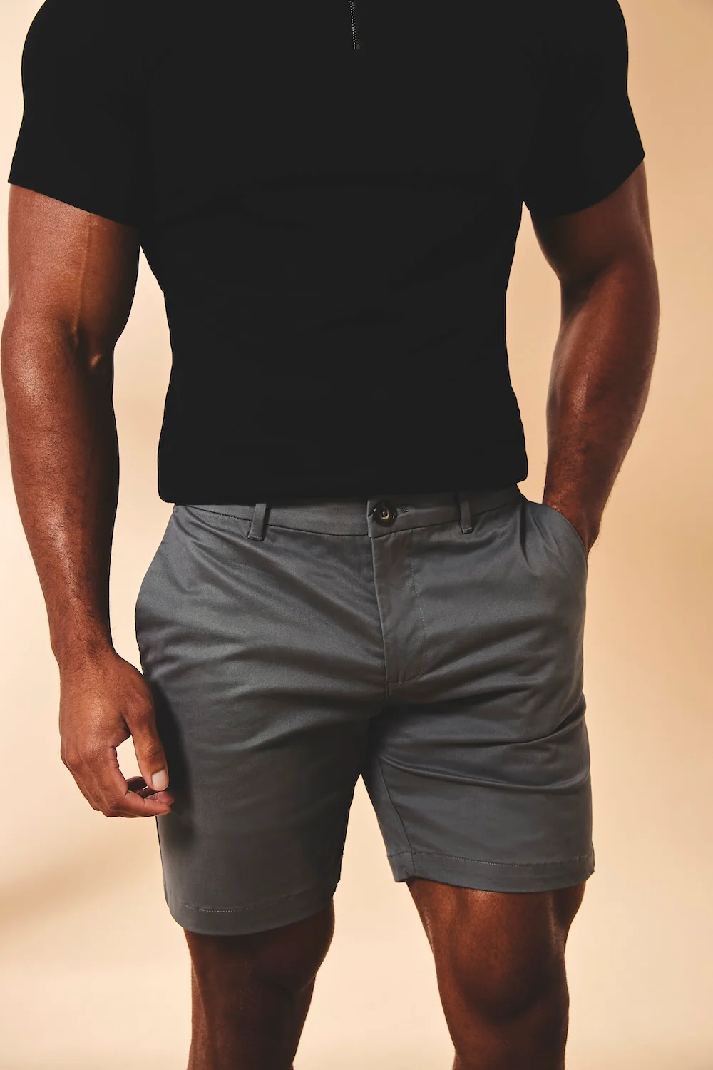 Muscle Fit Stretch Chino Shorts in Dark Pewter - Image 7