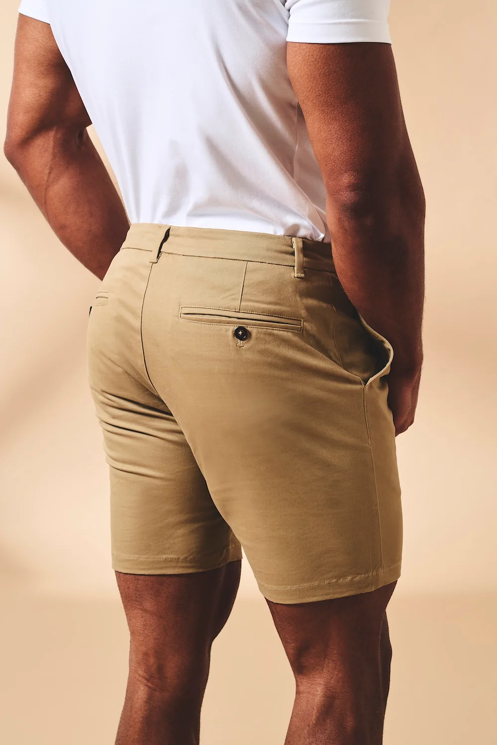 Muscle Fit Stretch Chino Shorts in Dark Sand - Image 3
