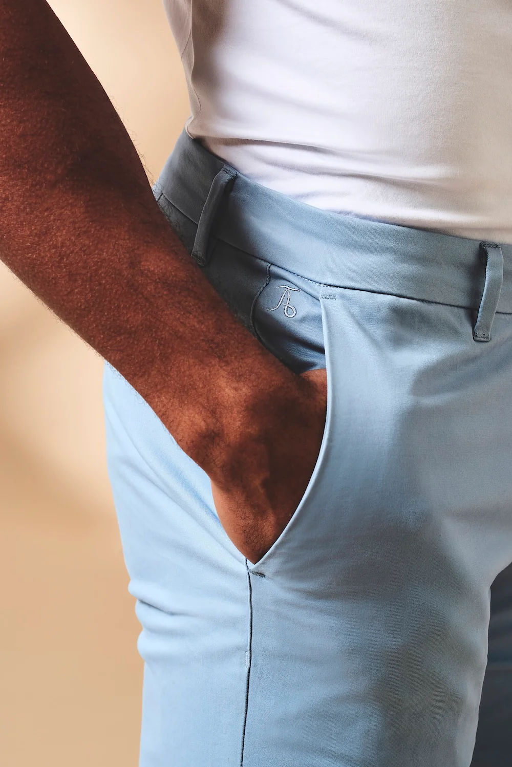 Muscle Fit Stretch Chino Shorts in Light Blue - Image 4